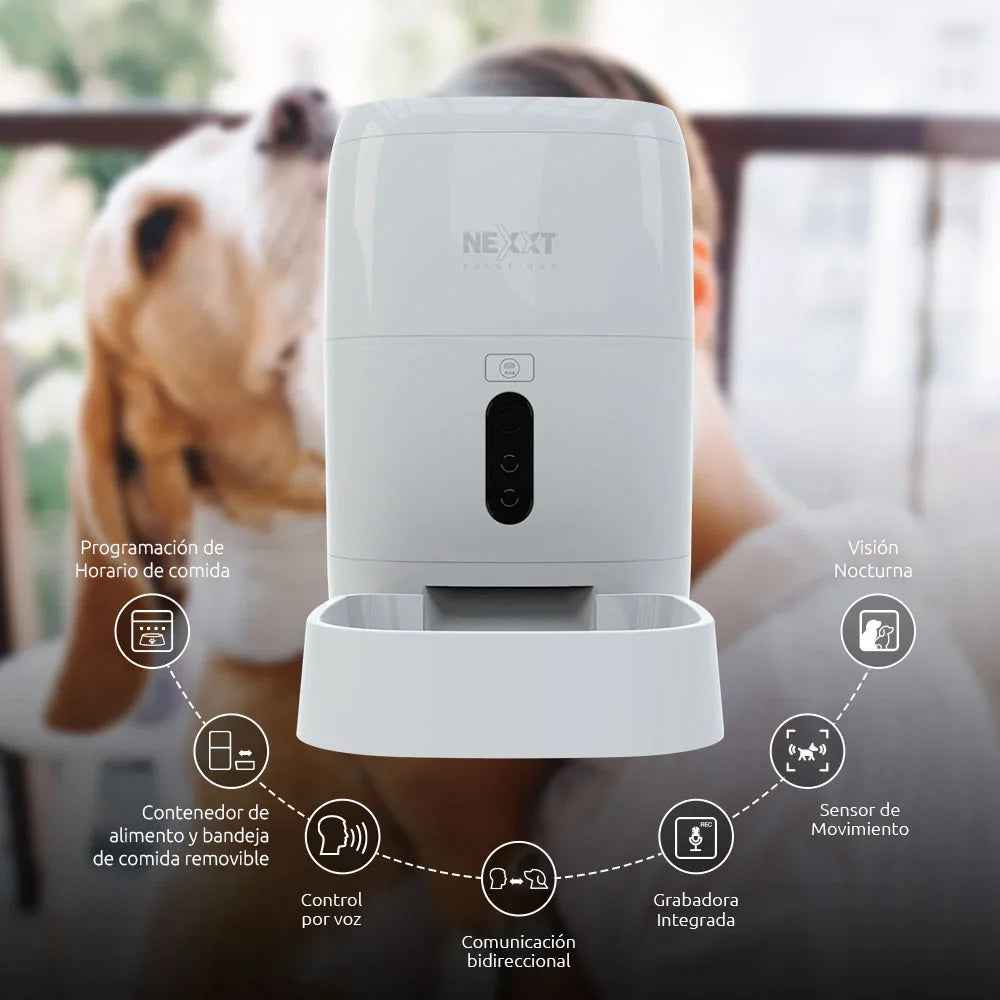 NEXXT SOLUTIONS NHA-P610 Dispensador WIFI de Alimento para Mascotas con Cámara 1080P