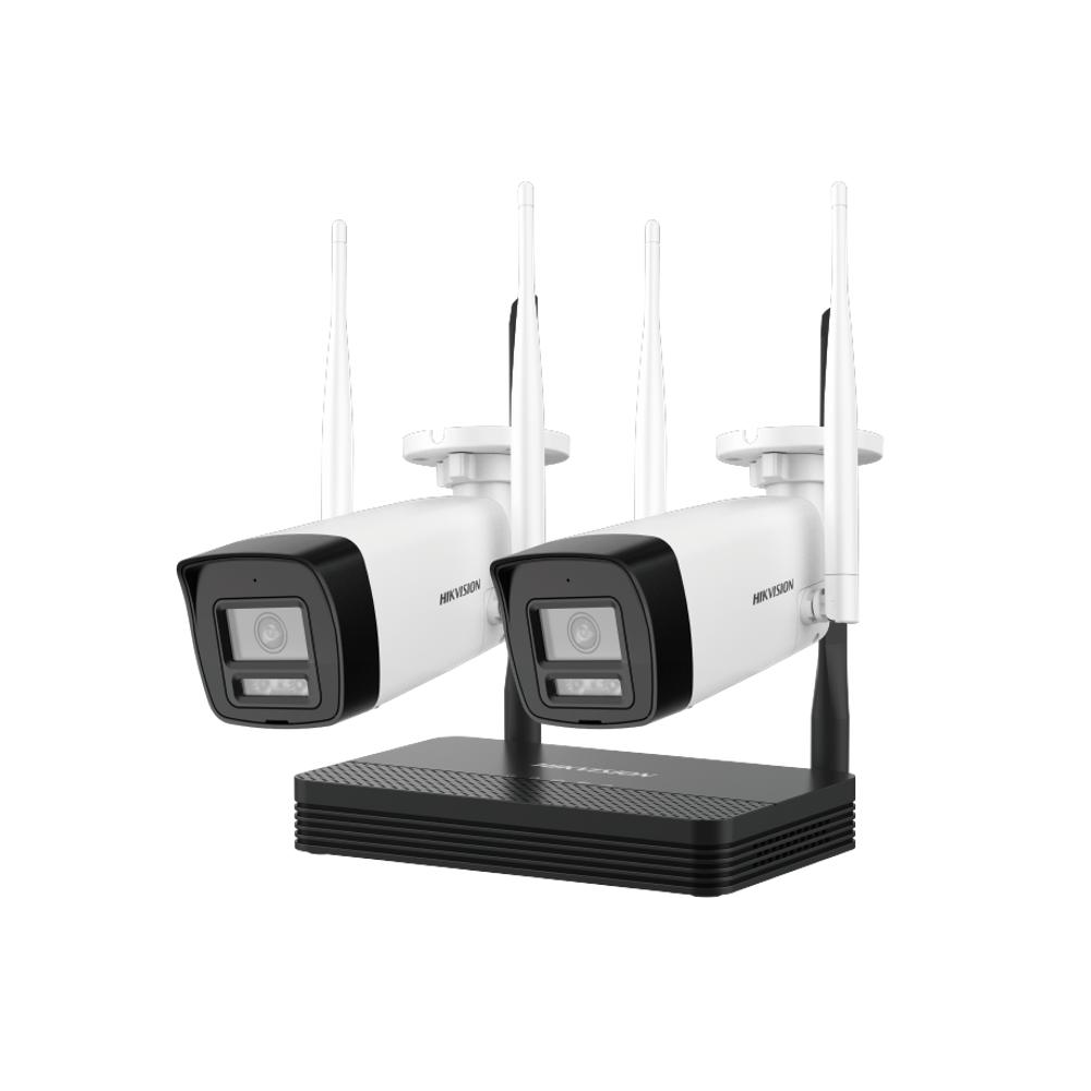 HIKVISION NKS424W0H Kit Inalámbrico 4 Megapíxel NVS 4ch 2 Cámaras Bala Exterior Lente Dual Light 2.8mm