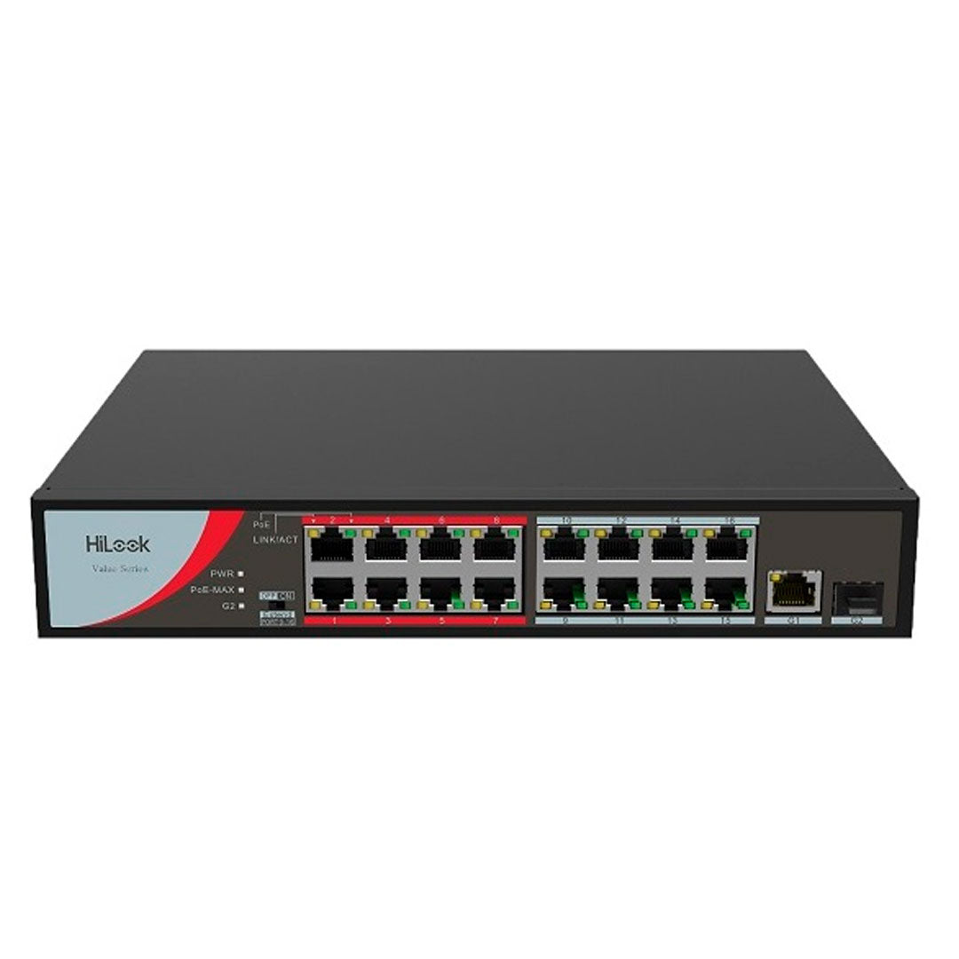 HILOOK NS-0318P-130 Switch PoE 16 Puertos 100Mbps 1RJ45Gb 1SFP Gb 130W 250m