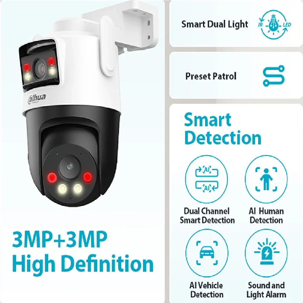 DAHUA DH-P3D-3F-PV-P Picco Dual Cámara de seguridad WIFI PT lente dual 3+3MP IA