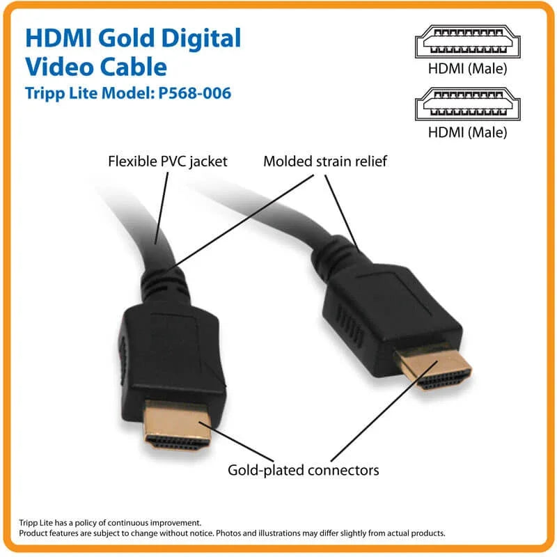 TRIPP LITE P568-006 CABLE VID DIG HDMI 1.83M V1.3 Cable HDMI de alta velocidad longitud 1.83m