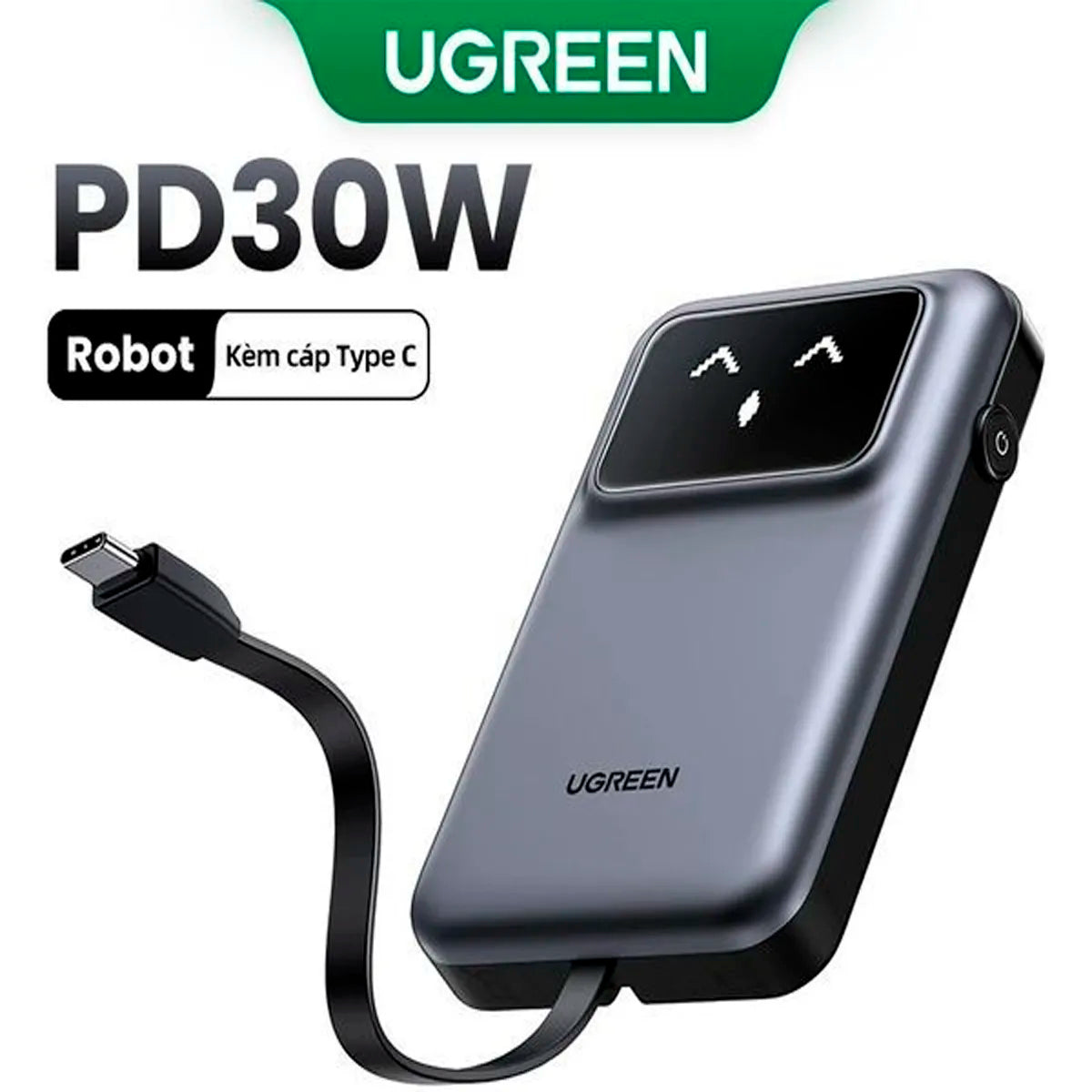 UGREEN PB511 35603B Power Bank 10000mAh USB-C Integrado 30W QC TFT