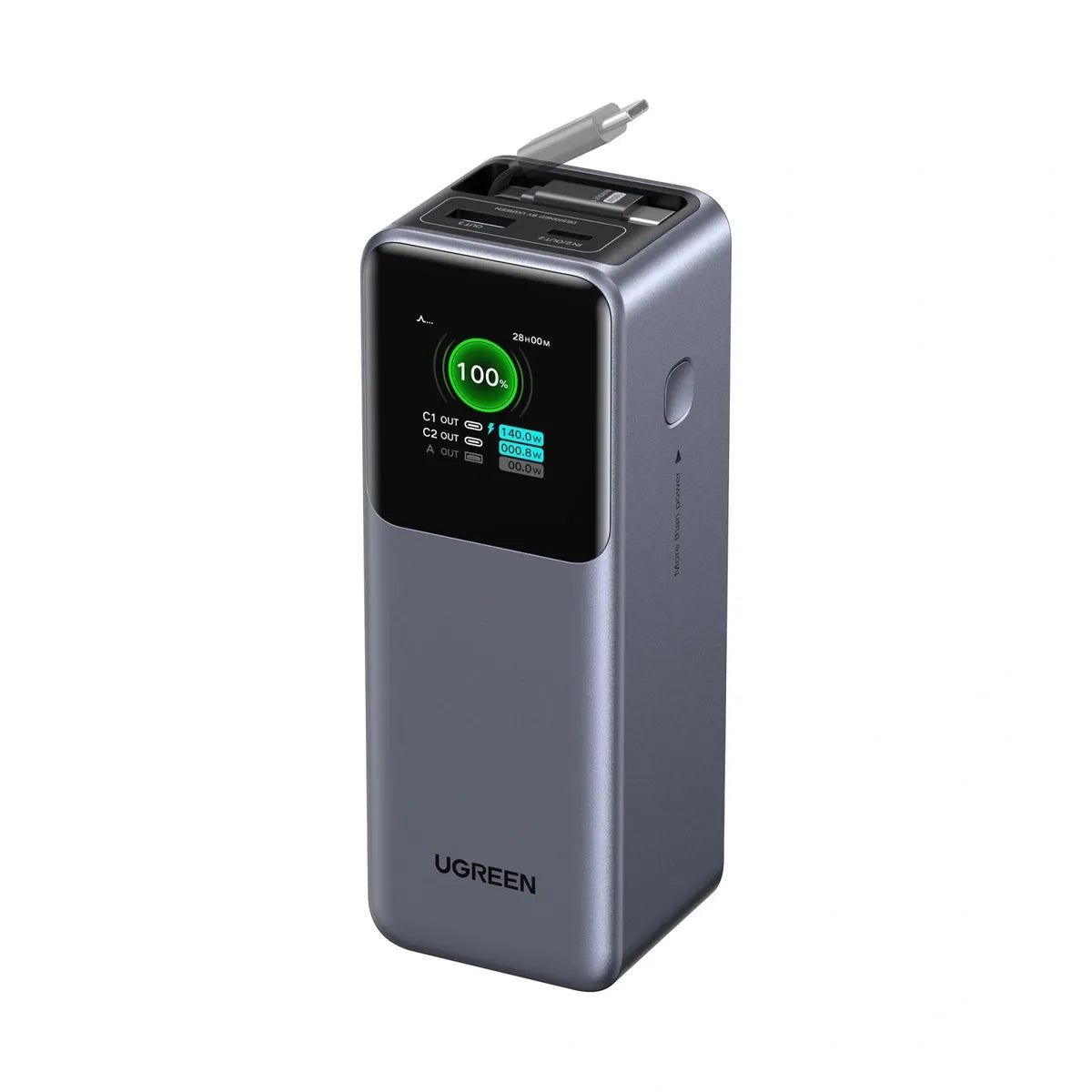 UGREEN PB726 55987B Power Bank 20000 mAh y 165 W con cable retráctil USB-C