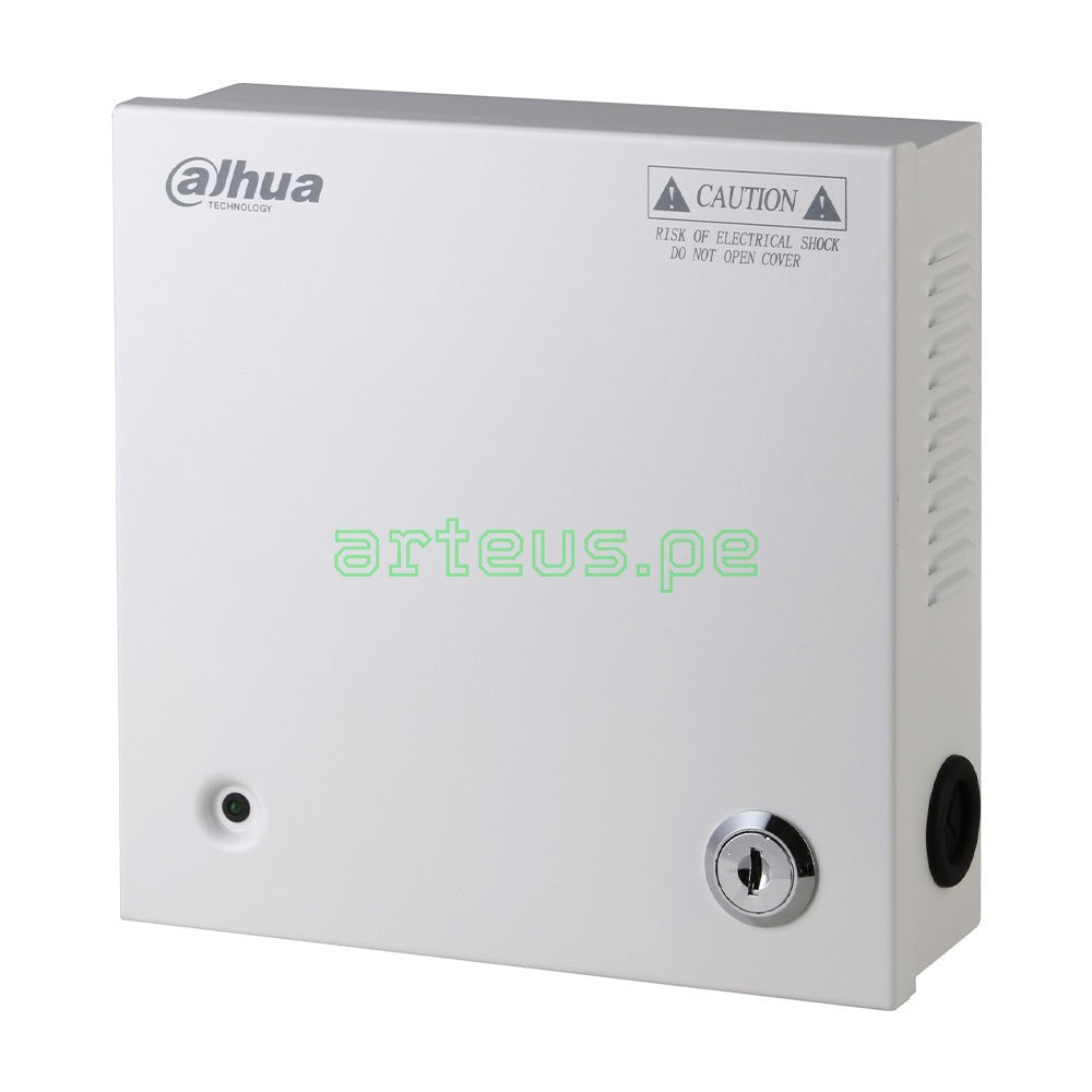 Caja metálica de seguridad electrónica Dahua para sistemas de red y alarma, color blanco.