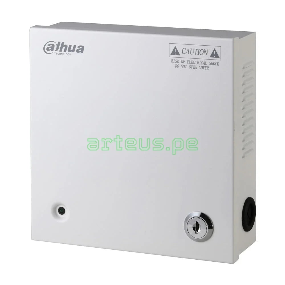 Caja metálica de seguridad electrónica Dahua para sistemas de red y alarma, color blanco.