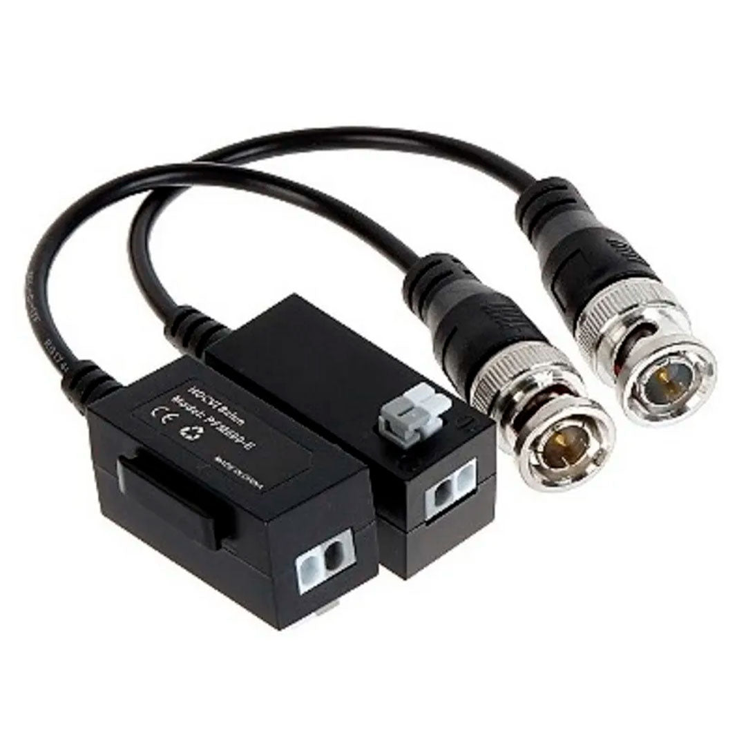 Par de baluns de video CCTV con conectores BNC y cables cortos para cámaras de seguridad