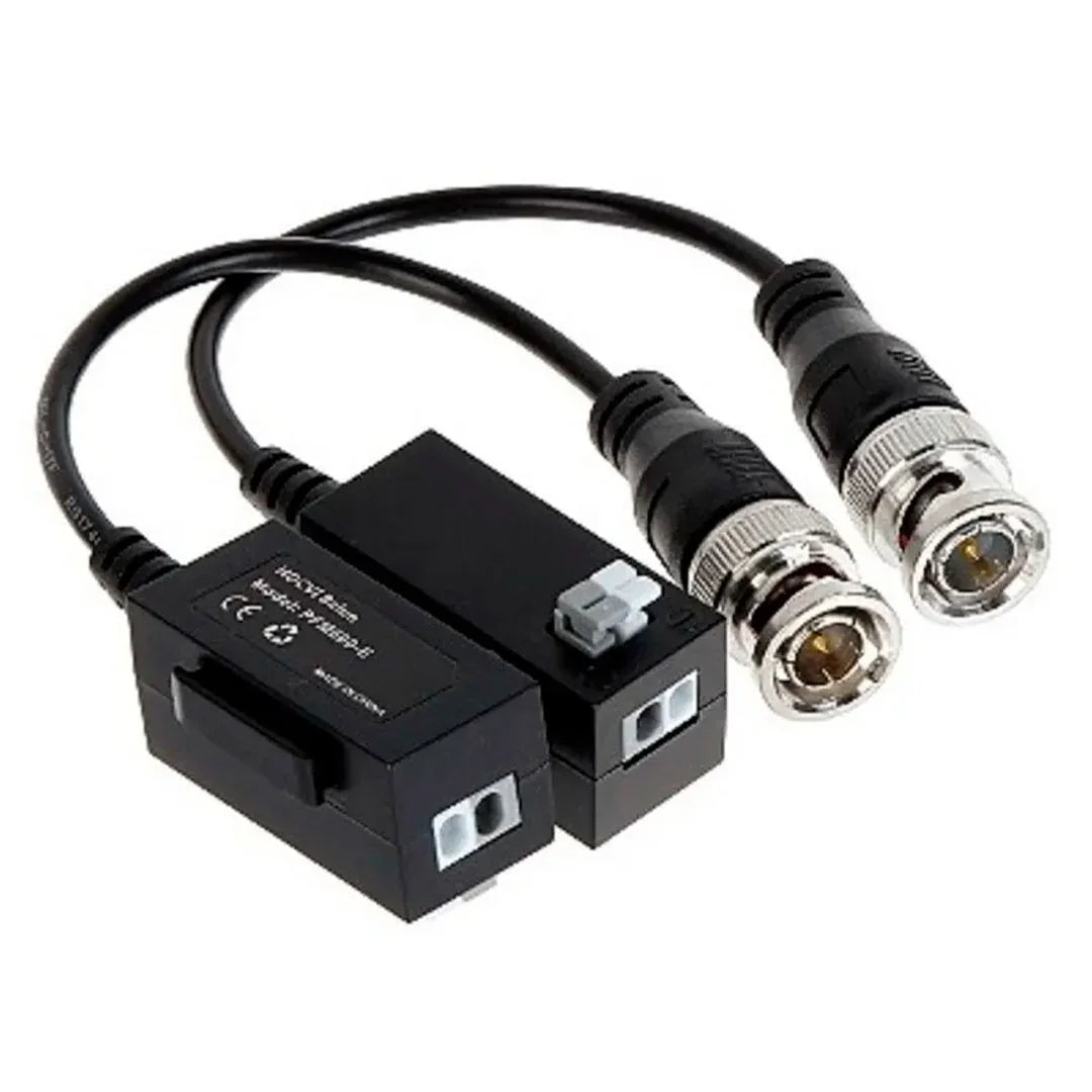 Par de baluns de video CCTV con conectores BNC y cables cortos para cámaras de seguridad
