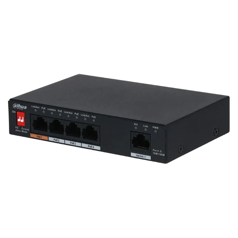 DAHUA PFS3005-4ET-60 Switch no Administrado de 5 puertos con PoE de 4 puertos