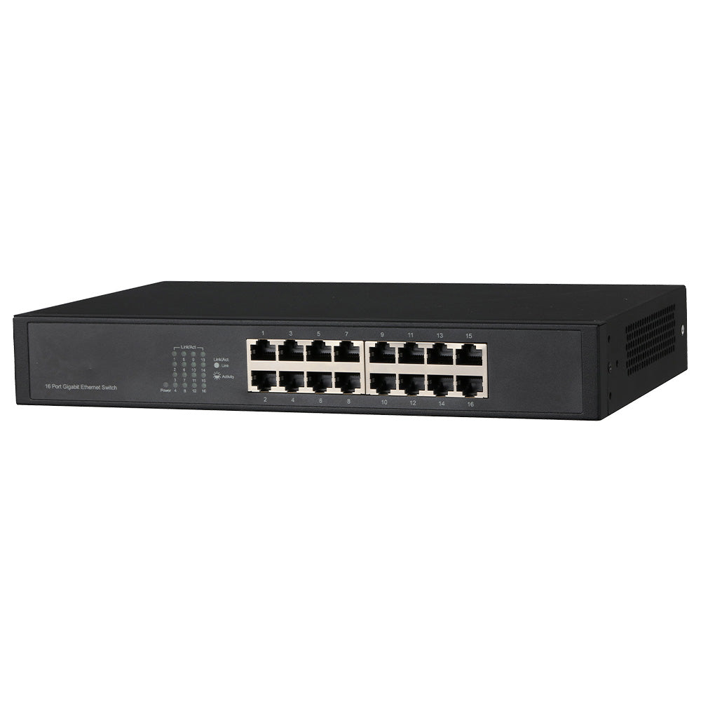 Switch Ethernet de 16 puertos gigabit para redes y cableado estructurado