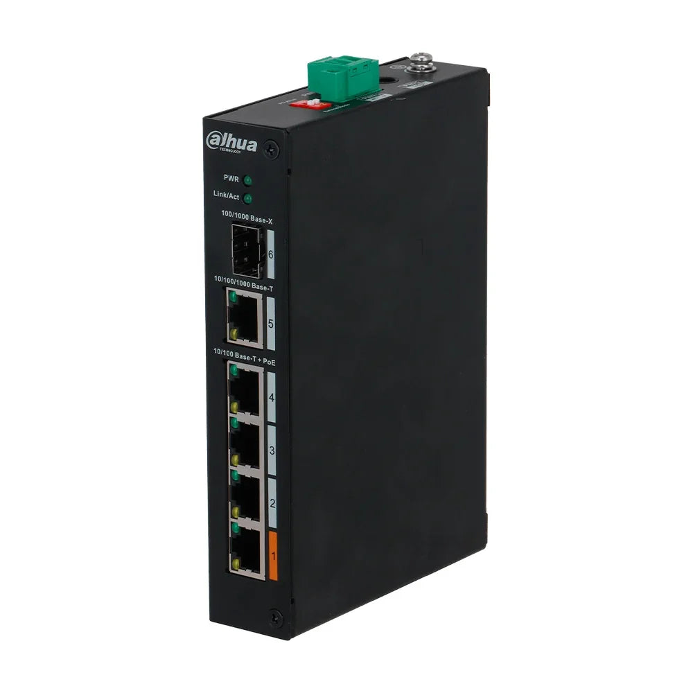 DAHUA DH-PFS3106-4ET-60, Switch 4 Puertos POE 10/100Mbps, 2Uplink Giga, 2SFP, 60w. No administra. Capa 2. Hi POE