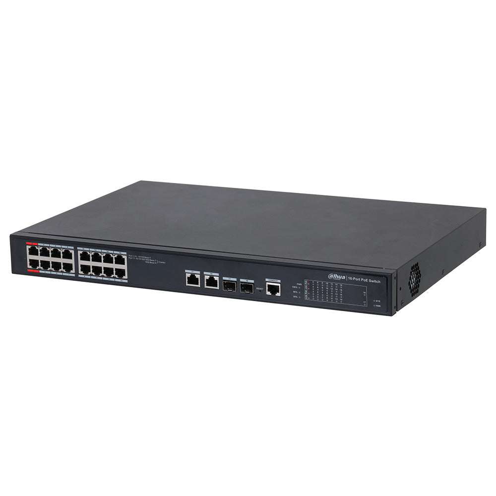 DAHUA PFS4218-16ET-190 10/100, Switch 16 Puertos POE 10/100, 2Uplink Giga, 2SFP, 190w. Administra, Capa 2