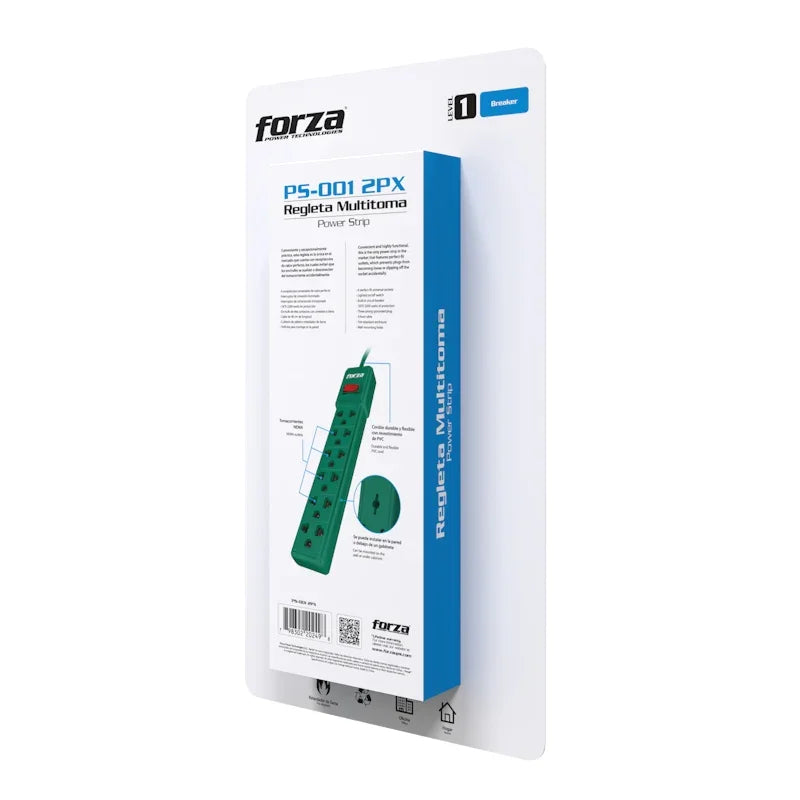 FORZA PS-001 2PX Regleta Supresor de Picos 2200W 6 Tomas 220V