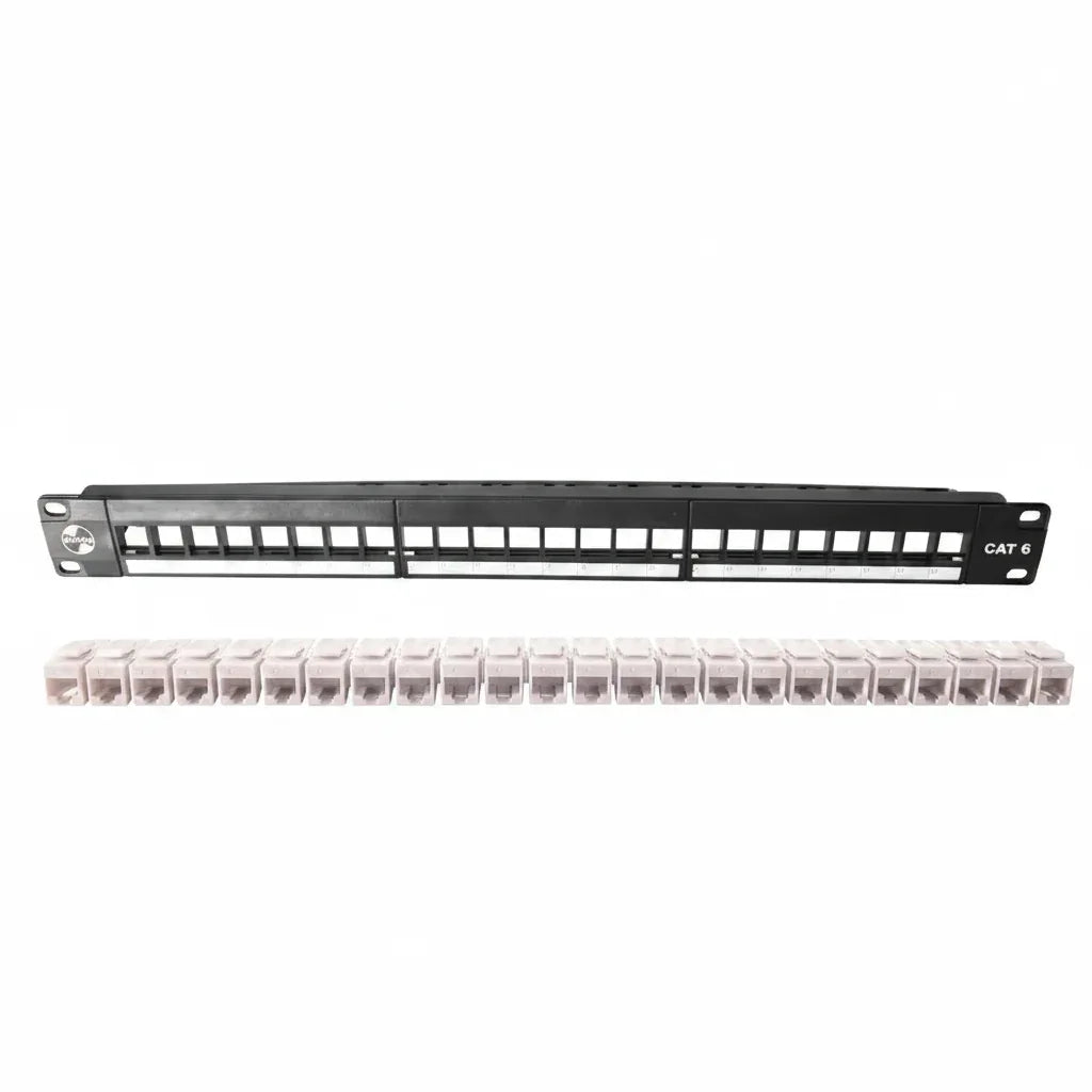 SATRA 0102022401 Patch Panel Cat6 24 Puertos Cargado con Jack Blanco