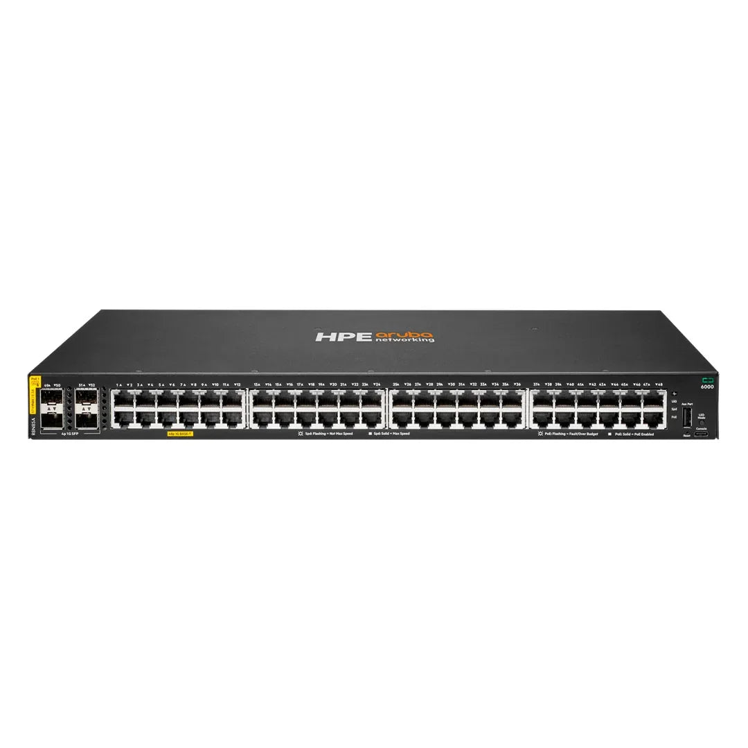 HPE ARUBA R8N85A Switch PoE 48 Puertos Gigabit CX 6000 Clase 4 4SFP 370W