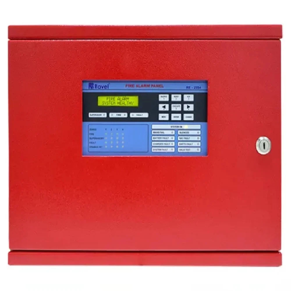 RAVEL RE-2554 Panel de alarma contra incendio convencional 4 zonas 24v 2 hilos