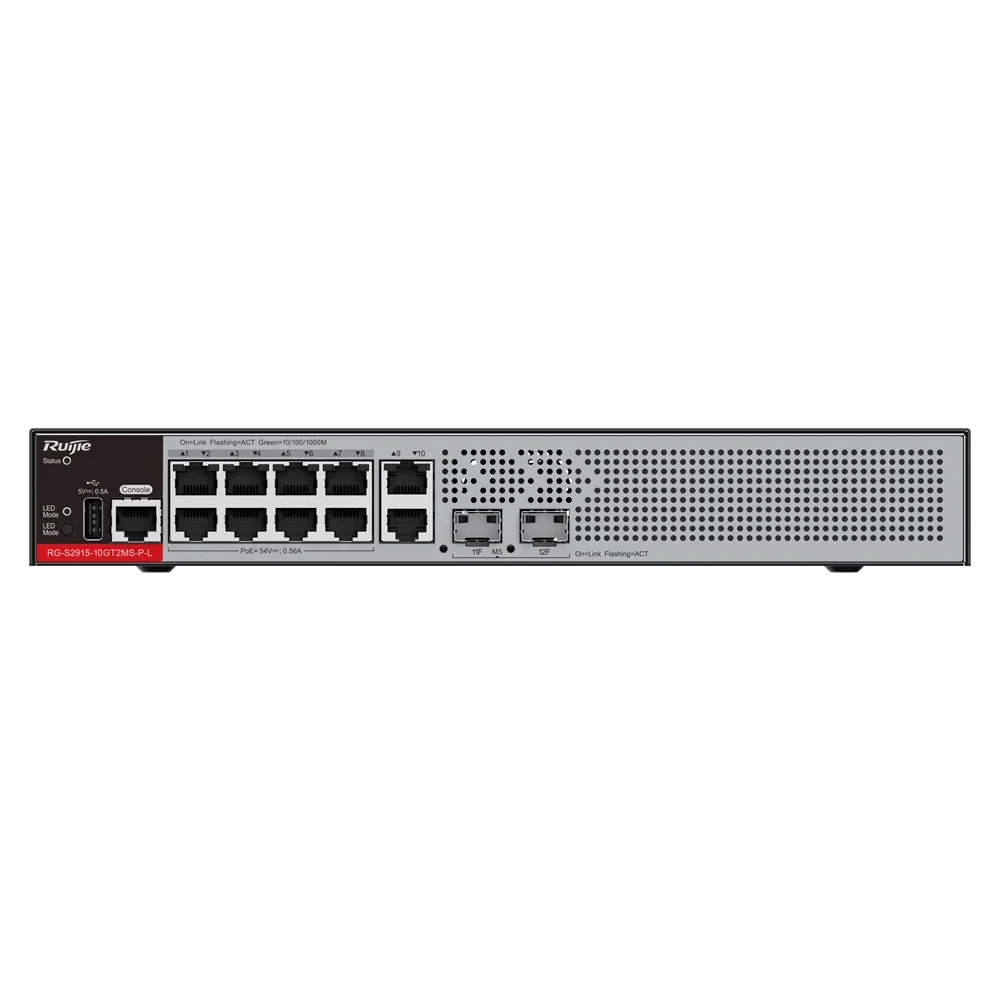 RUIJIE REYEE RG-S2915-10GT2MS-PL Switch PoE+ 10 Puertos Gigabit + 2SFP L2