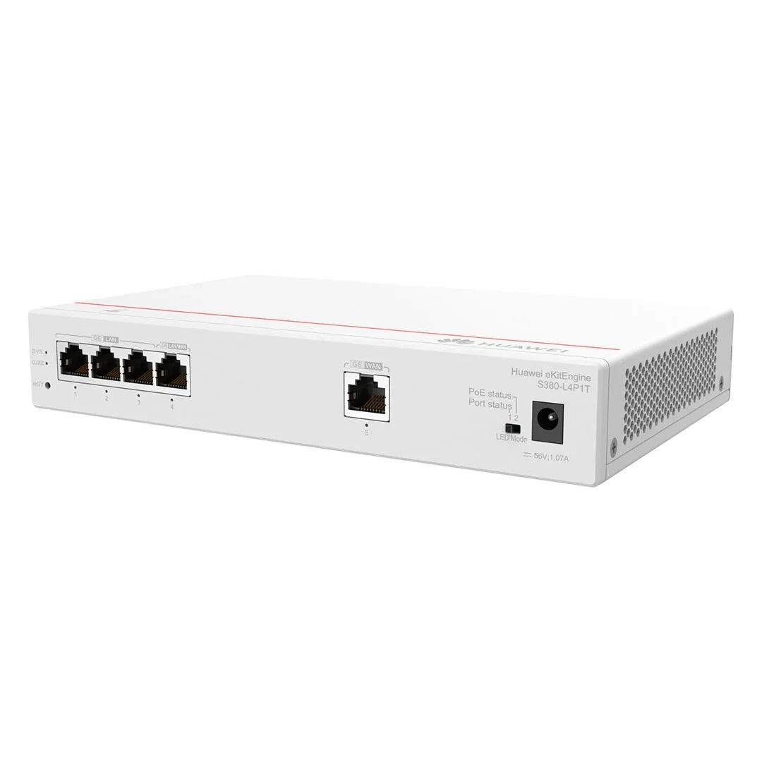 HUAWEI eKIT S380-L4P1T Router Gateway Multiservicio PoE 4 Puertos Gigabit 1 WAN 50W 512Mb