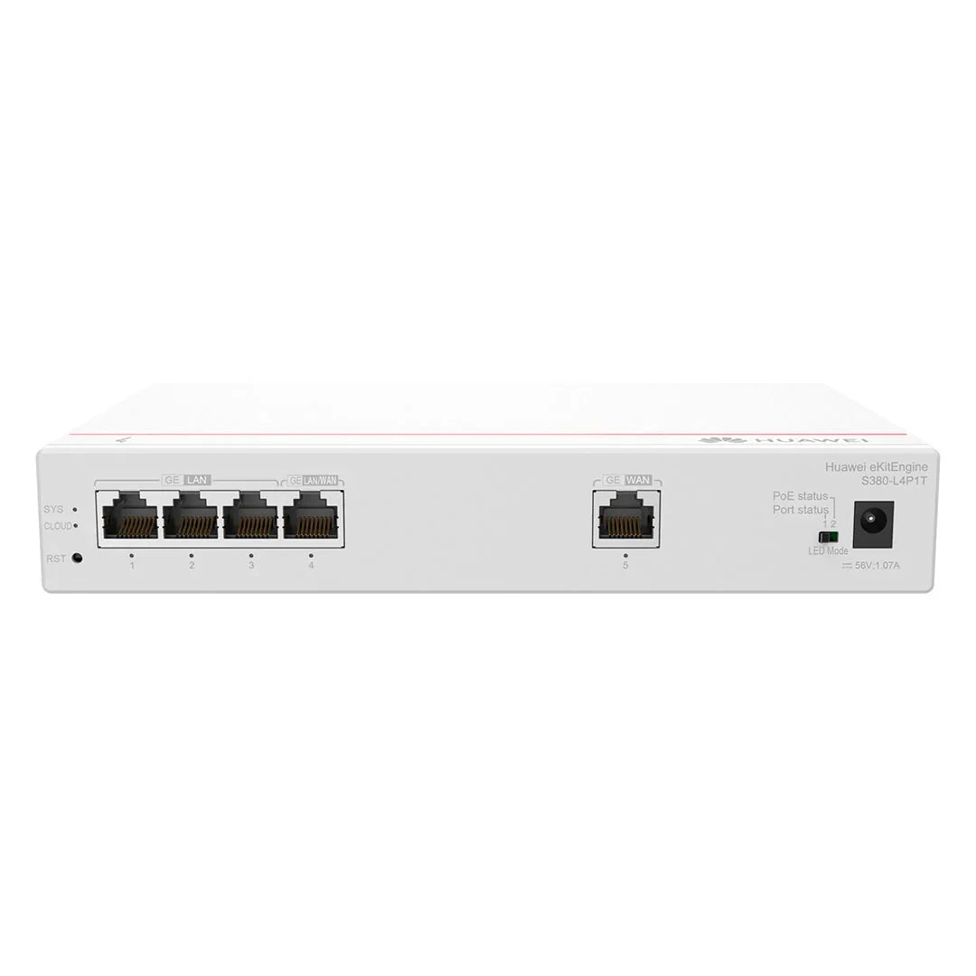 HUAWEI eKIT S380-L4P1T Router Gateway Multiservicio PoE 4 Puertos Gigabit 1 WAN 50W 512Mb