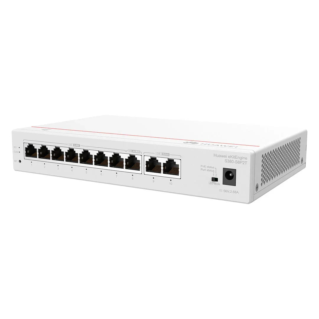 HUAWEI S380-S8P2T Switch Multi-Servicio PoE con 8Puertos 2GE WAN + 8GE LAN+ 124 W