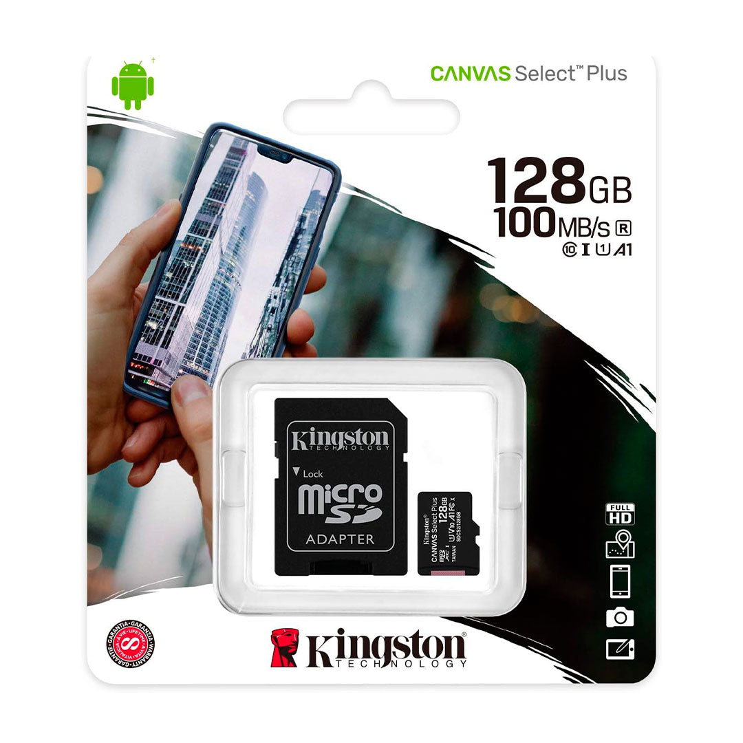 KINGSTON SDCS2/128GB Memoria microSD 128GB Canvas Select C10 con adaptador SD