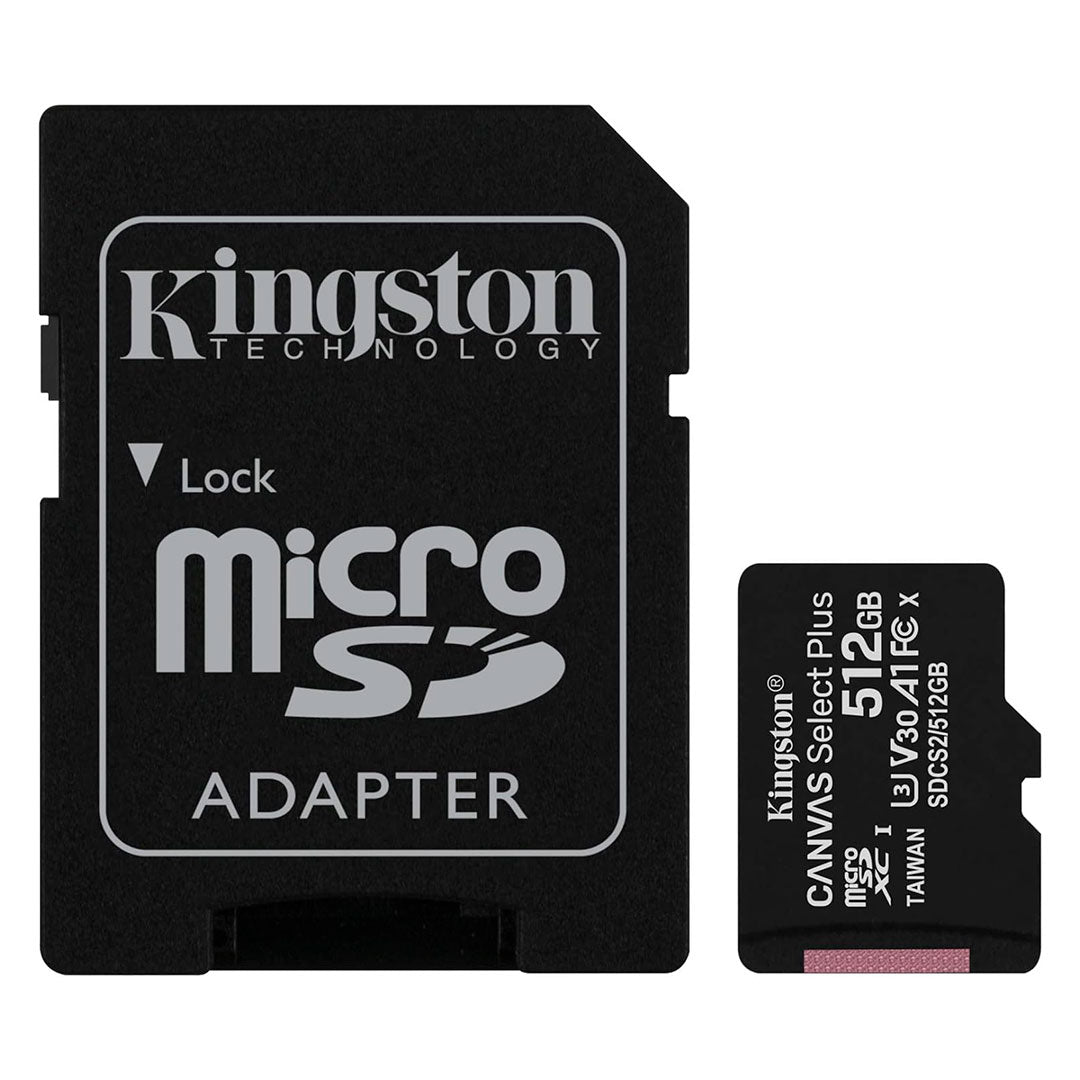 KINGSTON SDCS2/512GB Memoria microSD 512GB Canvas Select C10 con adaptador SD
