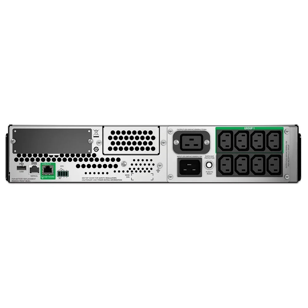 APC SMT2200RMI2 UPS online 2.2kva 1.98kw 2ru 8 tomas montaje bastidor pantalla LCD
