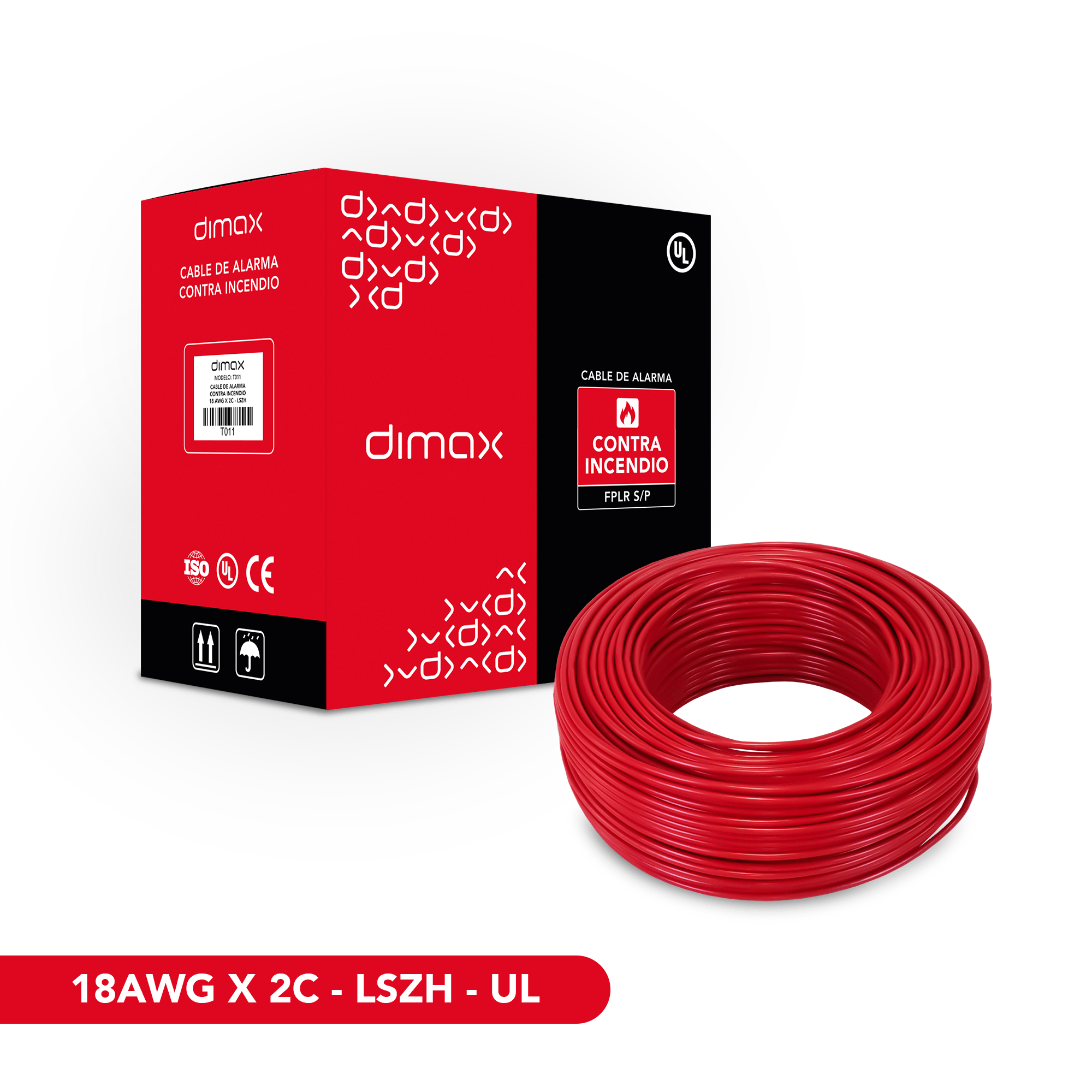 DIMAX T011 Cable de Alarma Contra Incendio 2x18 LSZH UL 305m