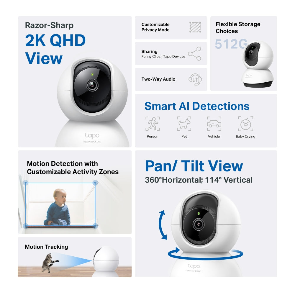 TP-LINK TAPO C220 Cámara de Seguridad WiFi 4MP 2K+ 360º PT