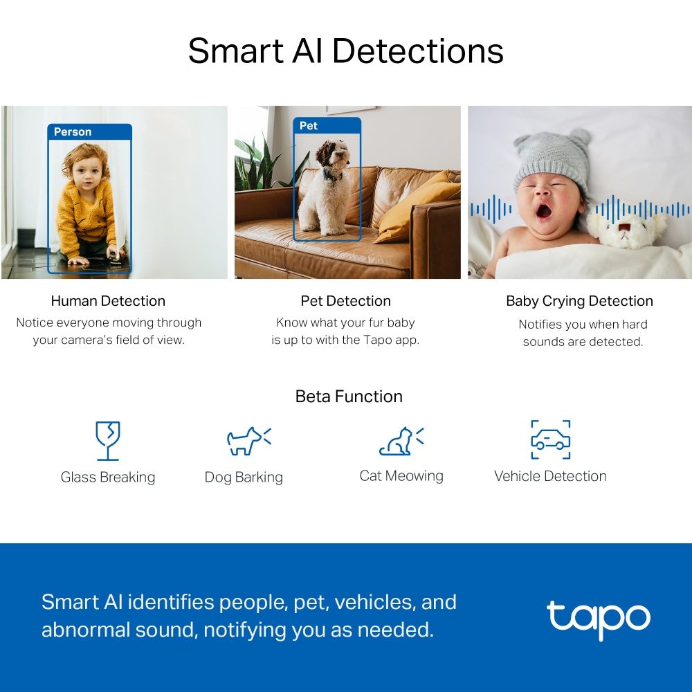 TP-LINK TAPO C220 Cámara de Seguridad WiFi 4MP 2K+ 360º PT