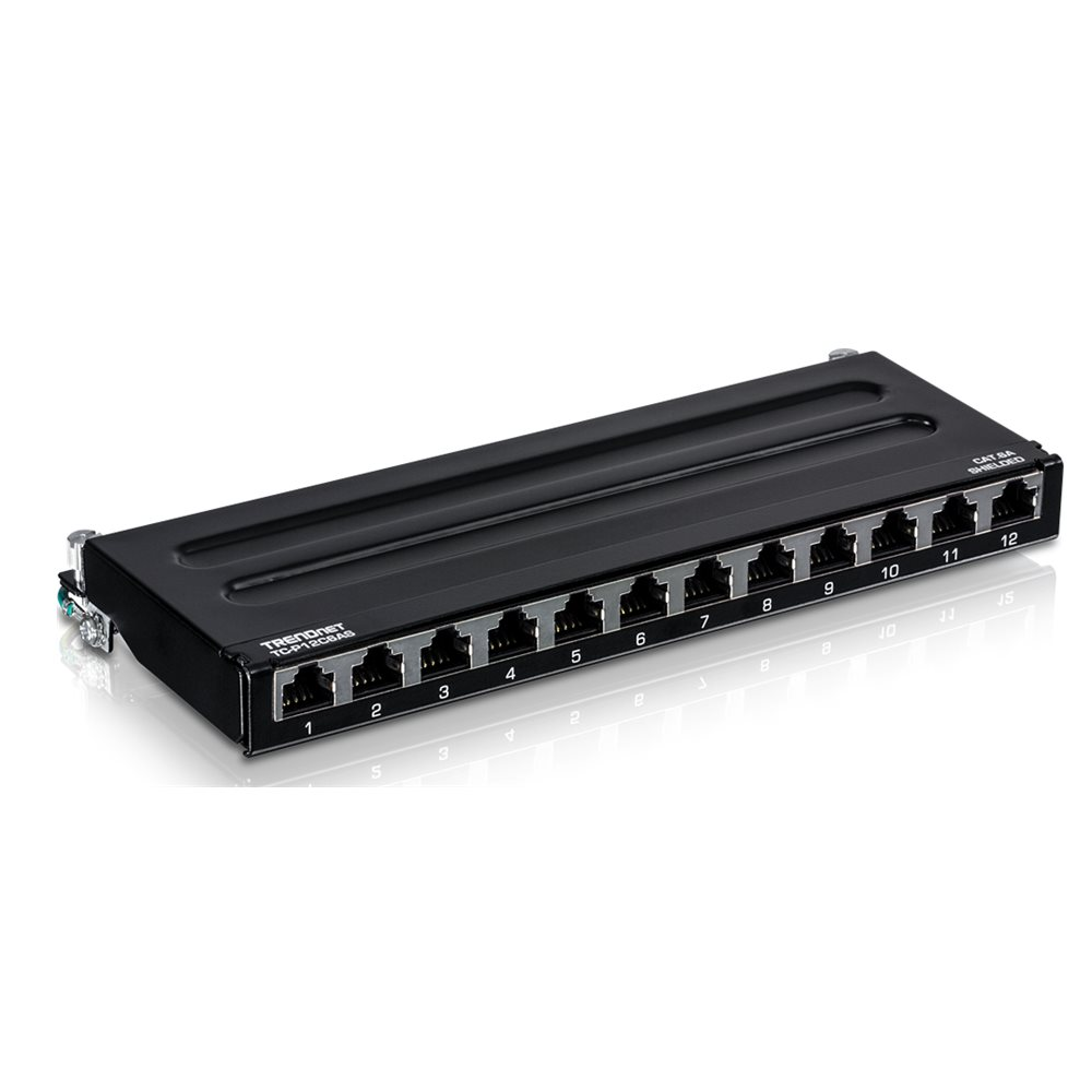 TRENDNET TC-P12C6AS - Panel de parcheo de montaje en pared blindado Cat6a de 12 puertos