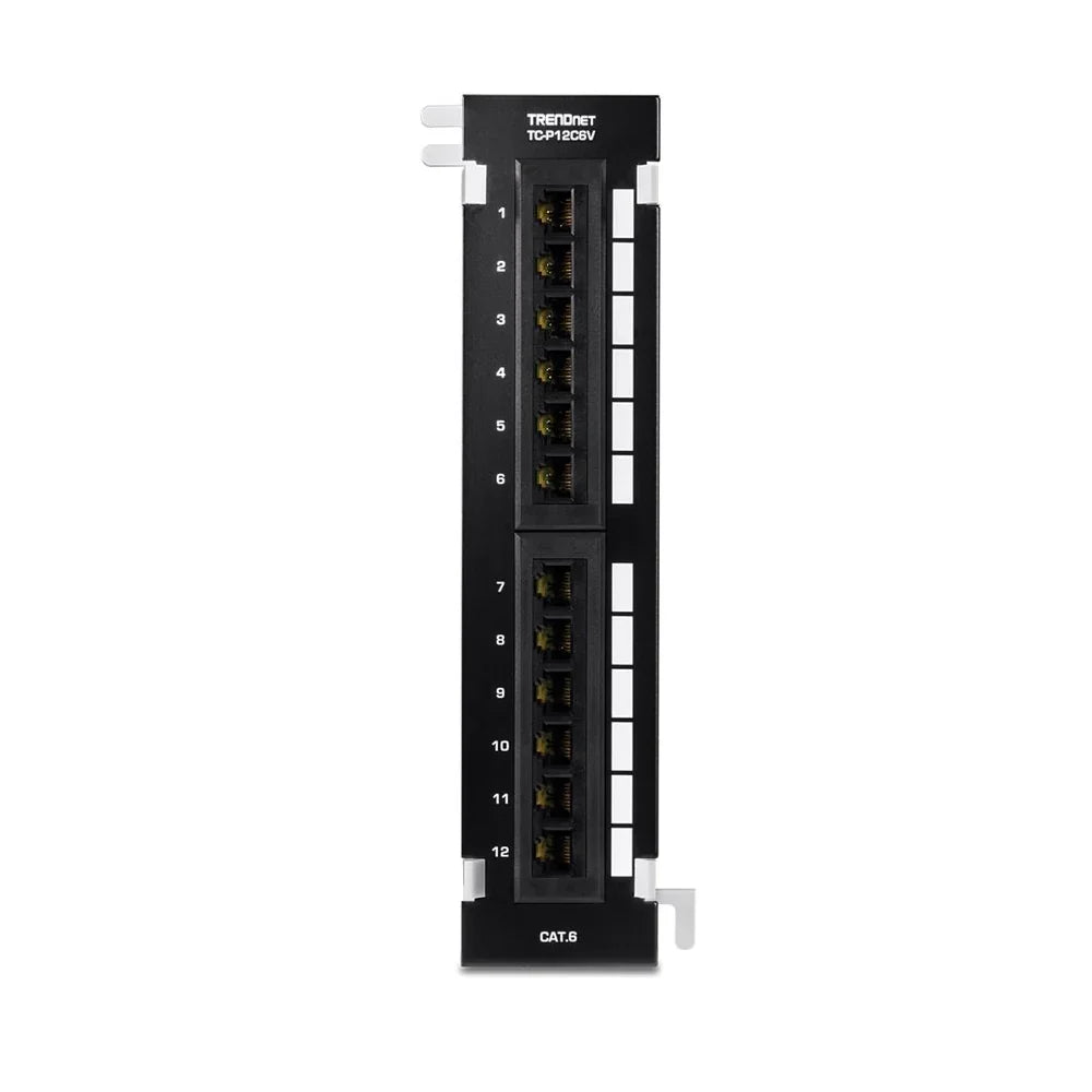 TRENDNET TC-P12C6V - Patch Panel de montaje en pared sin blindaje Cat6 de 12 puertos con soporte 89D incluido