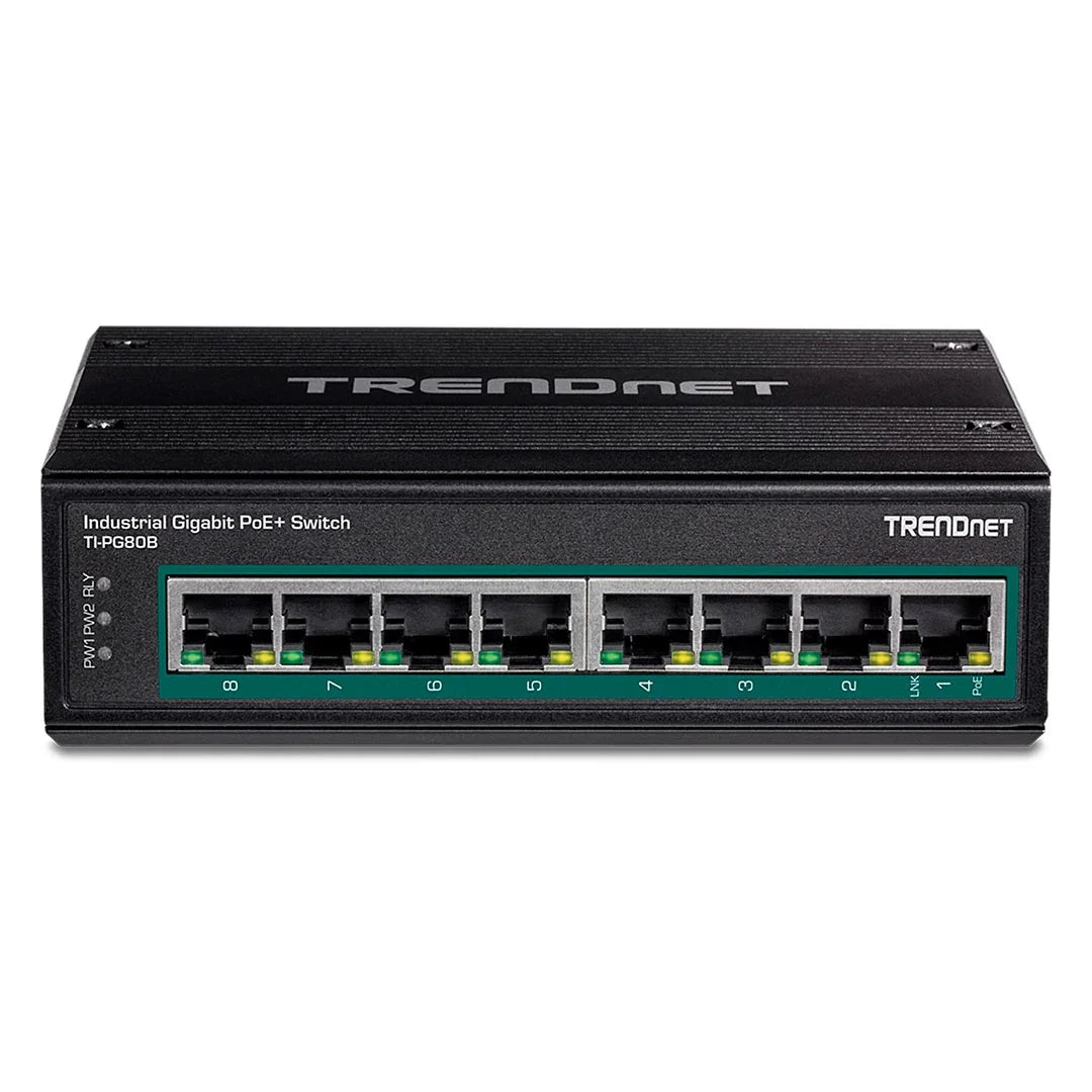 TRENDNET TI-PG80B Switch industrial Gigabit PoE de 8 puertos 24- 56V