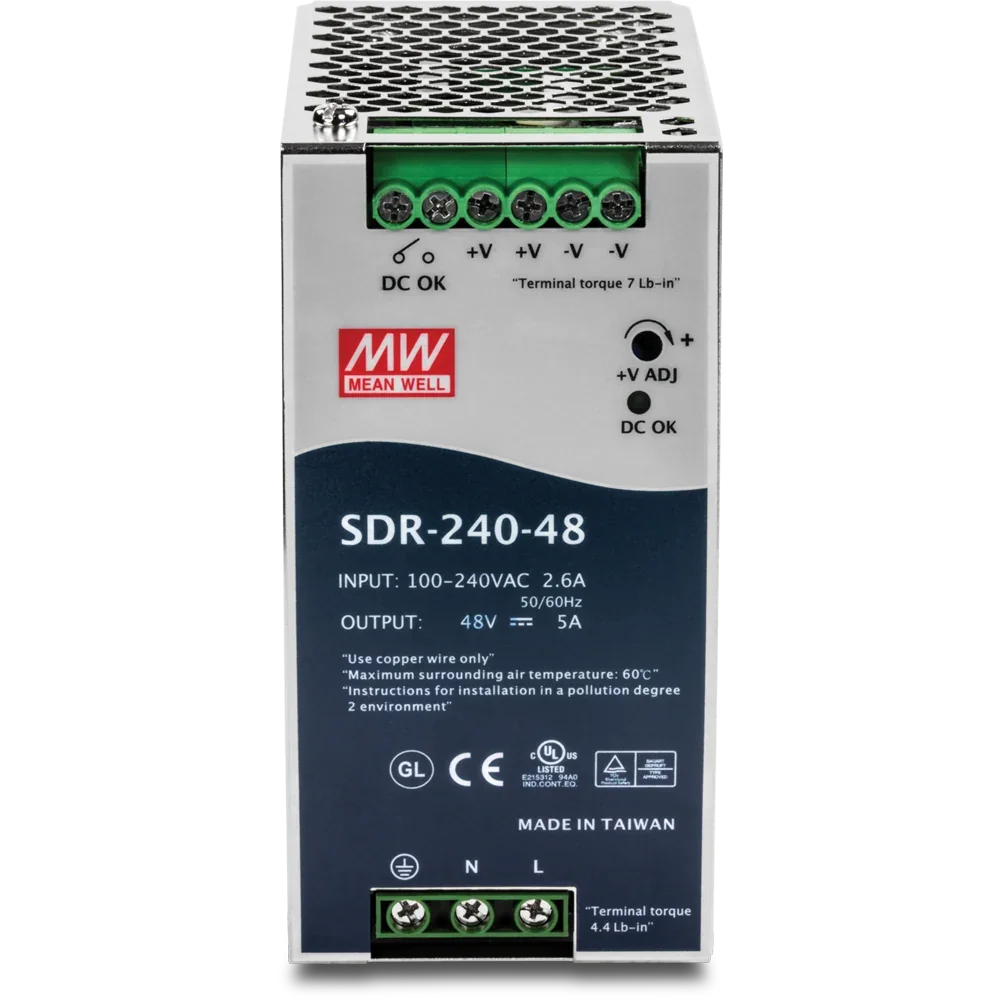 Fuente de alimentación industrial SDR-240-48 de 48V y 5A para sistemas eléctricos y redes