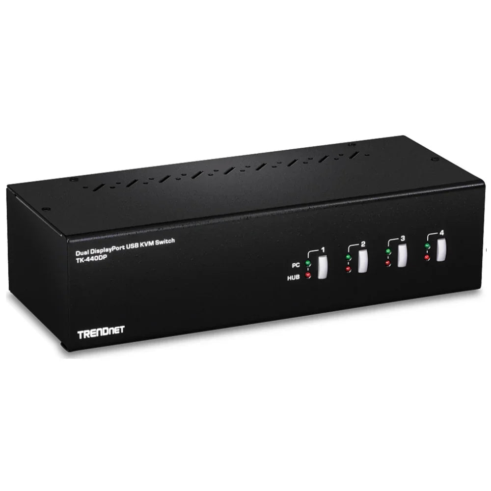 TRENDNET TK-440DP - Conmutador KVM con puerto de pantalla y monitor doble de 4 puertos