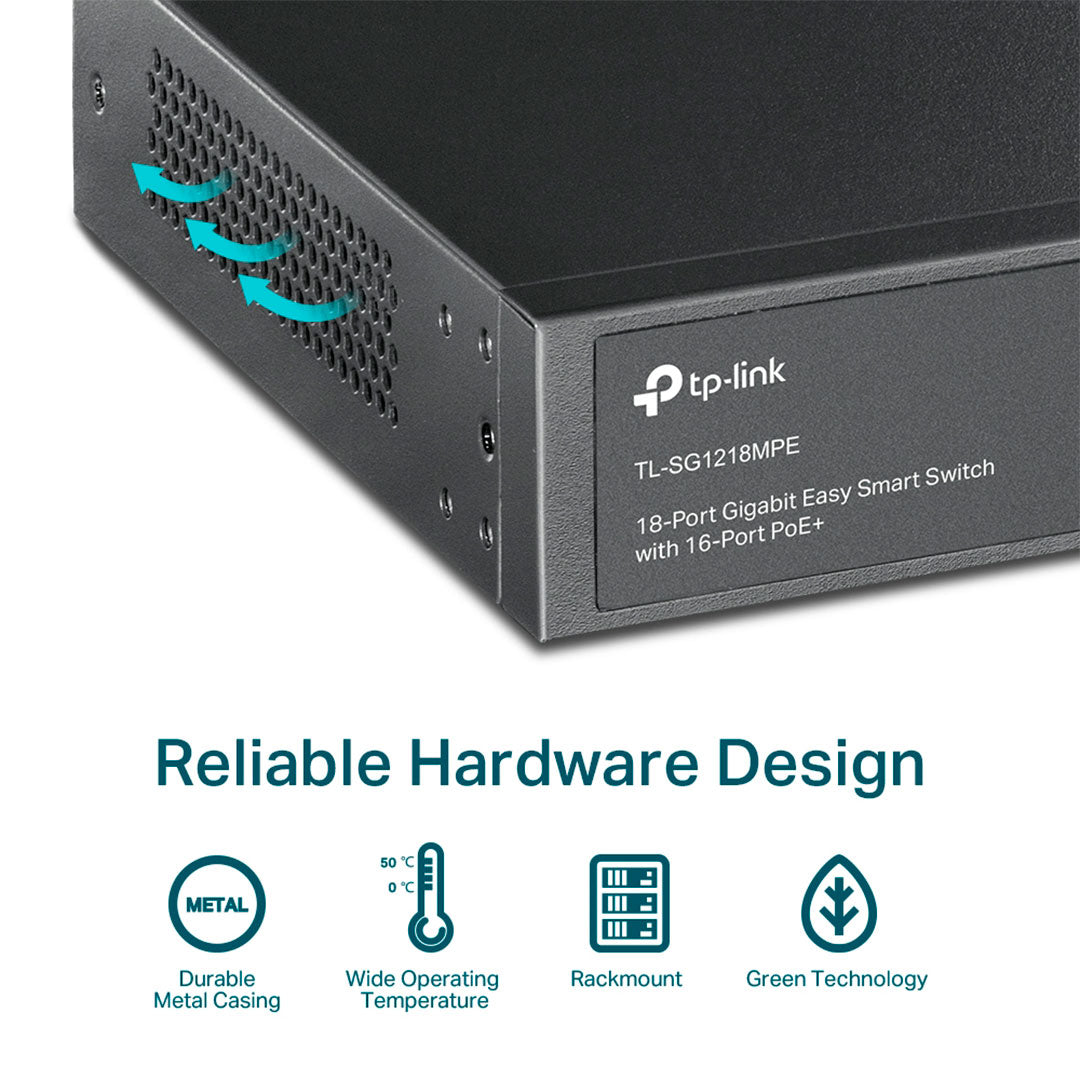 TP-LINK SG1218MPE Switch Smart Easy 18 Puertos Gigabit 16P PoE