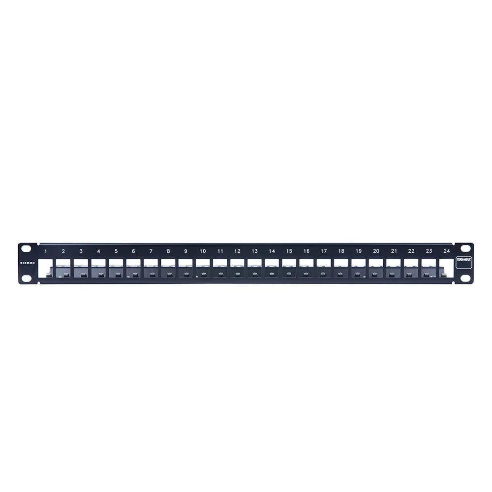 SIEMON TM-PNLZ-24-01 Patch Panel, Tera Modular, 24 Puertos Blindado, 1-RU (Para Jacks Cat6A y Cat 7A)