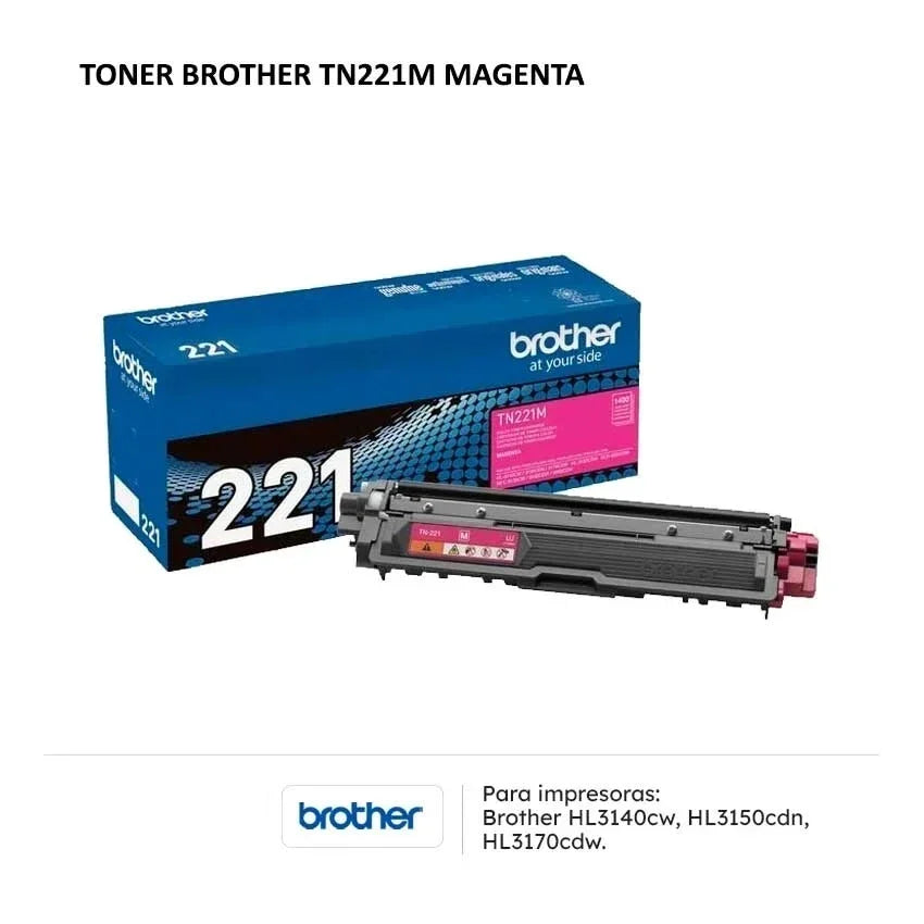 BROTHER TN221M Toner Color Magenta con Rendimiento de 1400 Paginas