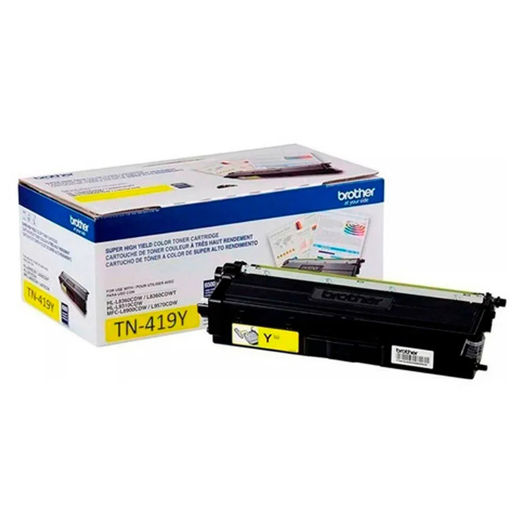 BROTHER TN419Y Tóner Brother Amarillo para L8360CDW y otras. Rendimiento 9,000 páginas