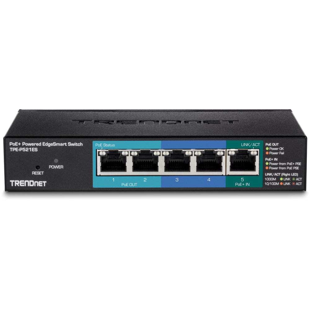 TRENDNET TPE-P521ES Switch Administrable PoE Gigabit 5 puertos 15 W