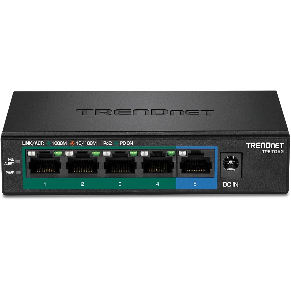 TRENDNET TPE-TG52 Switch Gigabit PoE de 5 puertos 31W