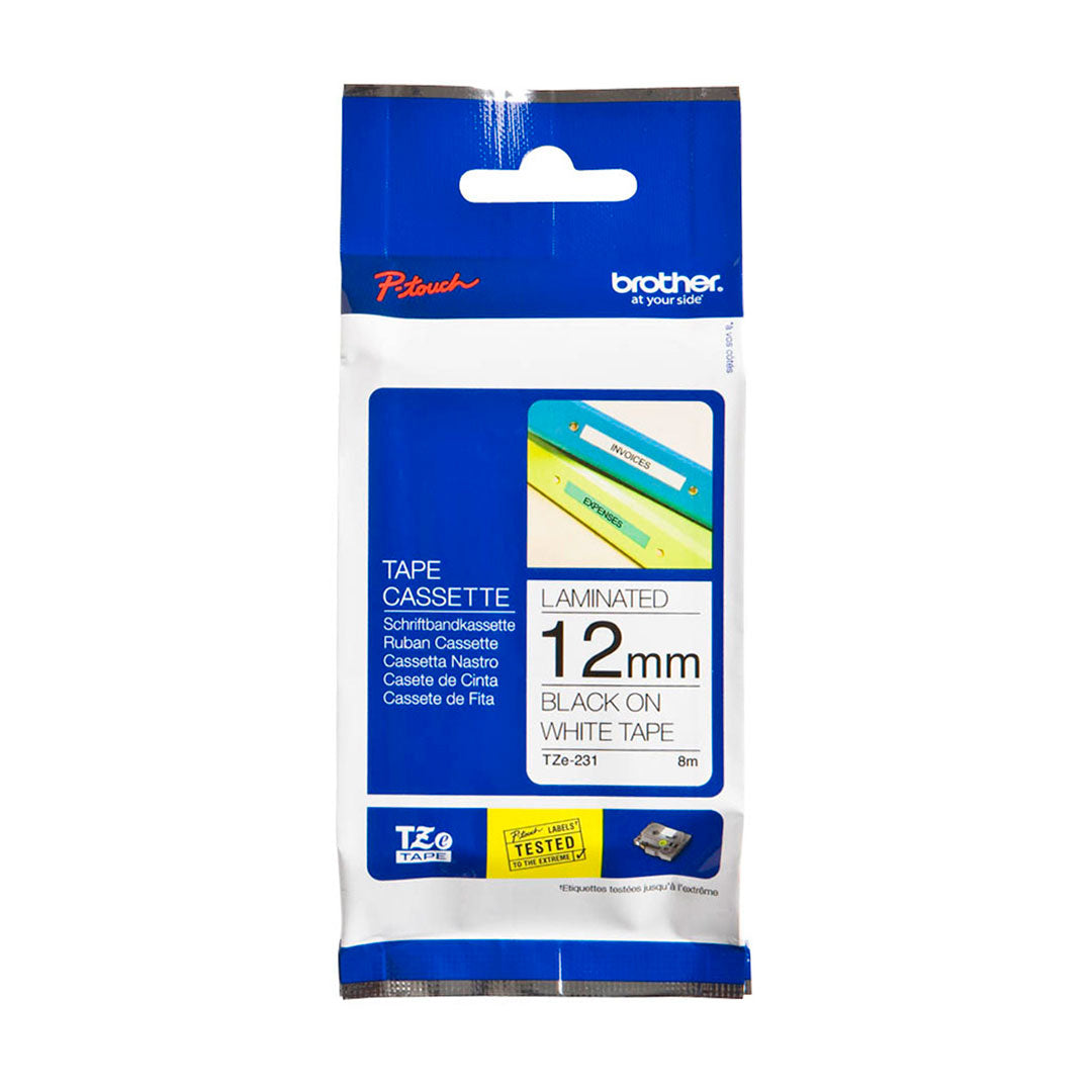 BROTHER TZE-231 Cinta Laminada Color Blanco 12mm x 8m