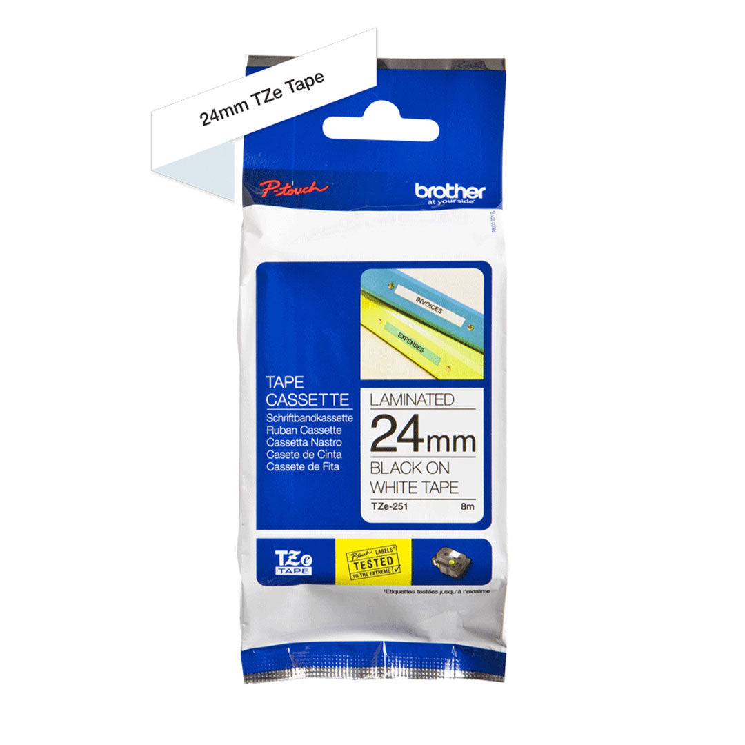 BROTHER TZE-251 Cinta Laminada Color Blanco 24mm x 8m