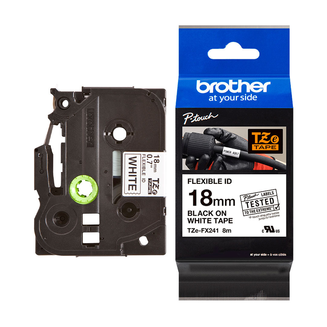 BROTHER TZE-FX241 Cinta Laminada Flexible Blanco 18mm x 8m