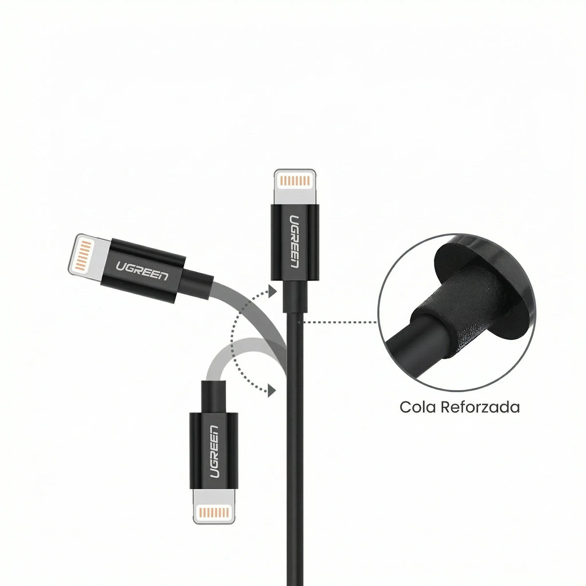 UGREEN US155 80822 Cable de Datos de Carga USB-A Lightning Negro