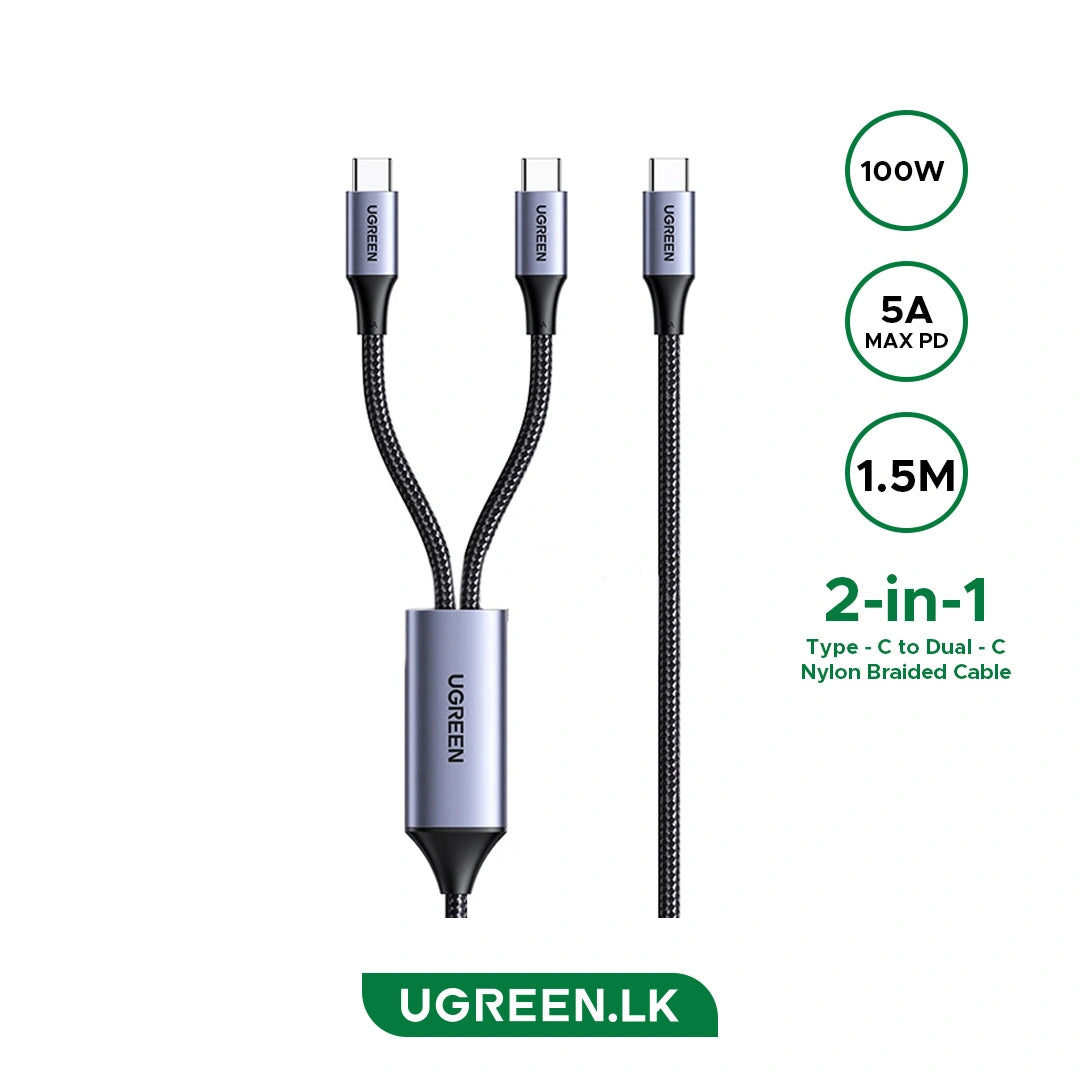 UGREEN US561 35087 Cable de Carga USB-C a PD Dual 100W 1,5 m