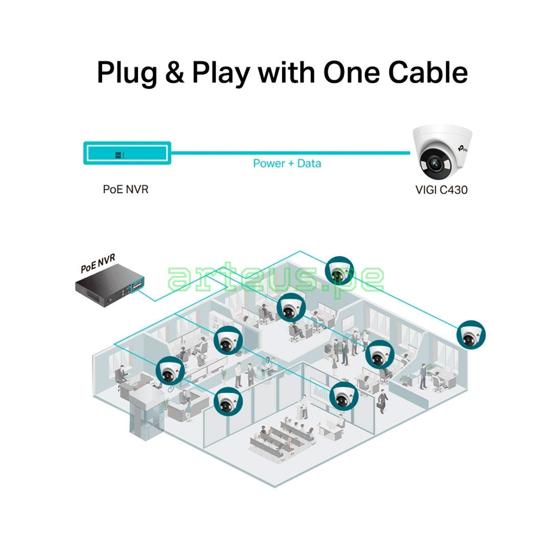 TP-LINK VIGI C430 4mm Cámara de Seguridad IP PoE 3MP 2K