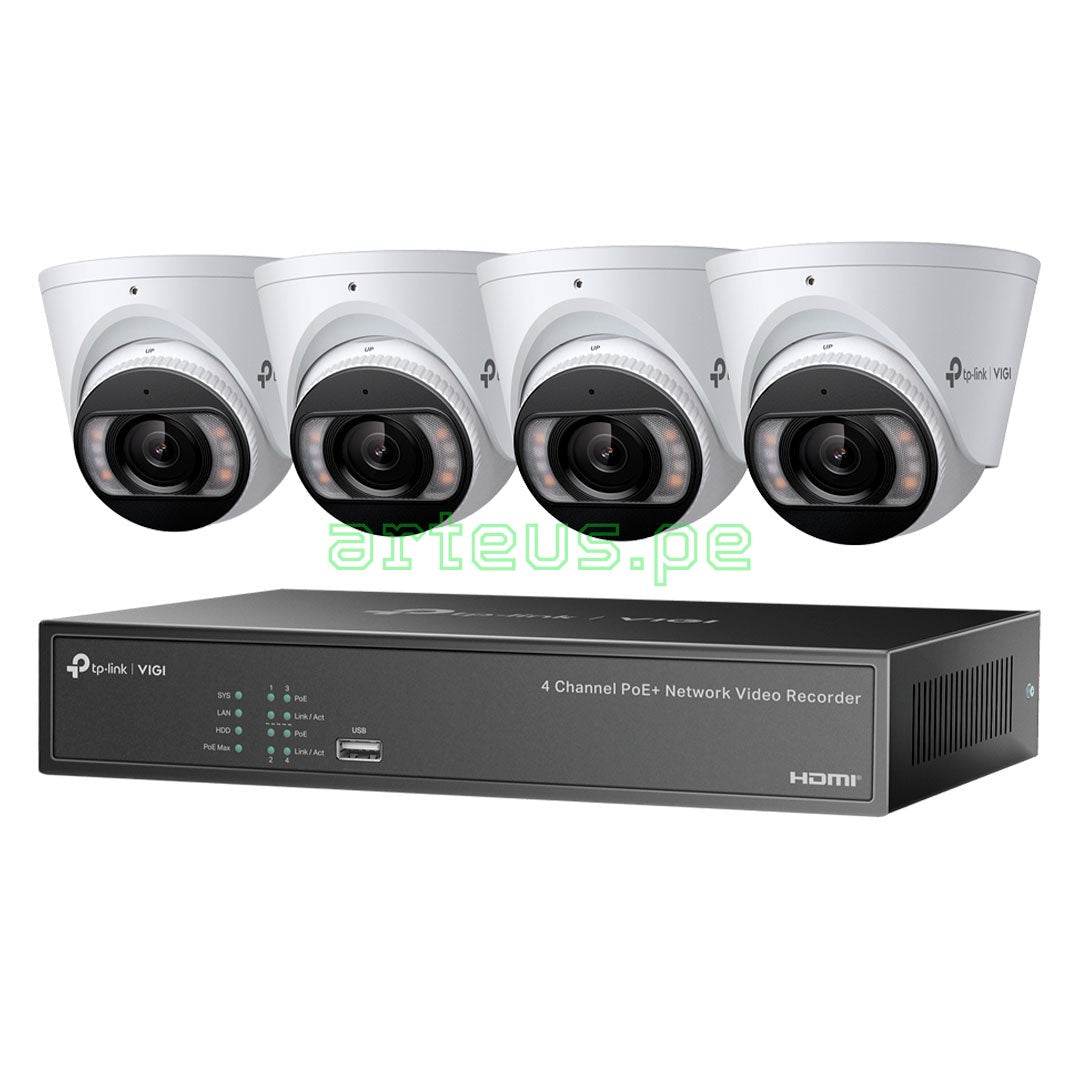 TP-LINK VIGI NK4P-T4425-2T Kit 4 Cámaras 4MP Full Color IPC y NVR 4 Canales
