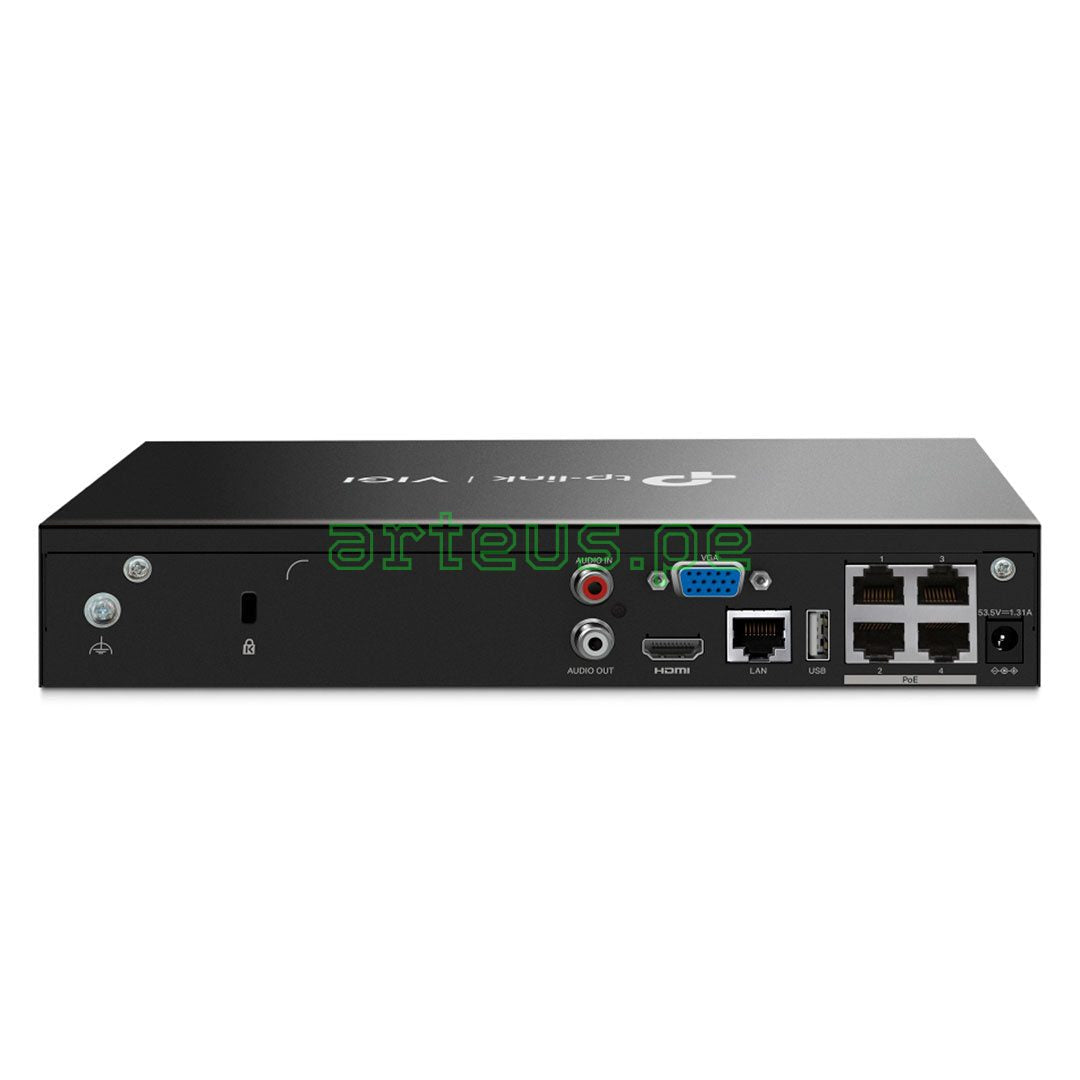 TP-LINK VIGI NVR1004H-4P-2TB Grabador de Video NVR PoE+ 4 Canales 4K y 2TB HDD