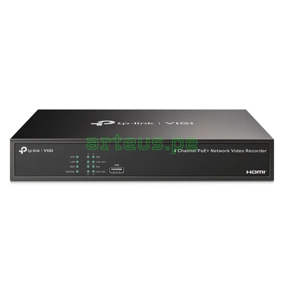 TP-LINK VIGI NVR1004H-4P Grabador de Video NVR 4 Canales PoE+ 4K