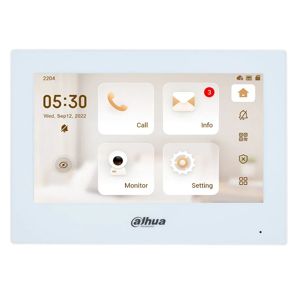 DAHUA VTH2621GW-WP Monitor IP POE para Video Portero Pantalla Táctil 7" Blanco